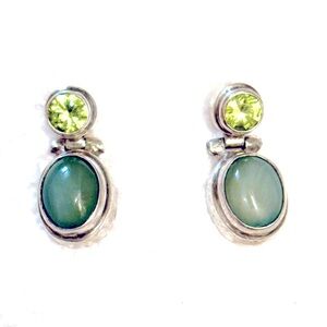 Vintage Jade, Peridot and Sterling earrings